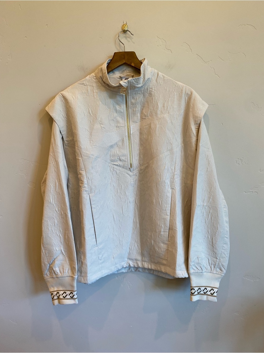 NIKE Creamy Tan Windbreaker Logo Jacket